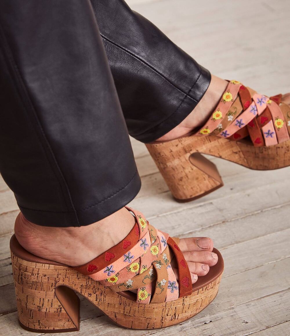 Free People Lisbon Platform Cork Chunky Mule Sandal Size EU 38.5 / US 8.5